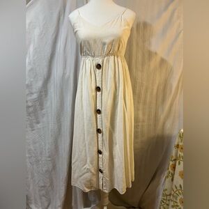 ZARA Classy  SpringSummer Cottagecore Bow WhiteSleeveless Button Dress